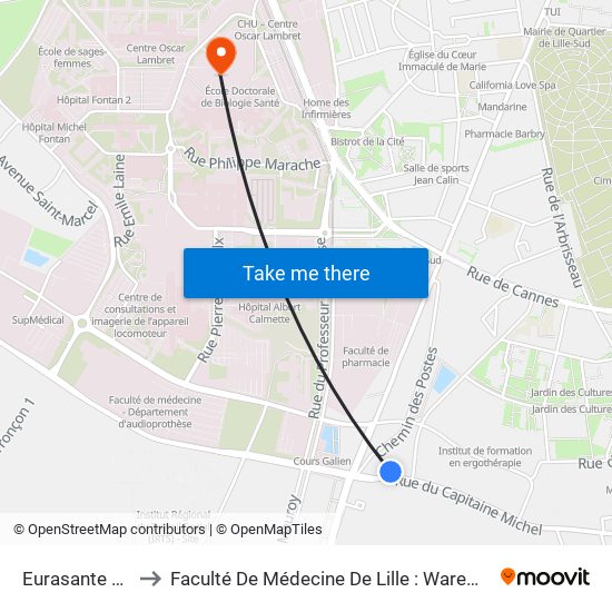 Eurasante Epi De Soil to Faculté De Médecine De Lille : Warembourg 1 - Pôle Recherche map