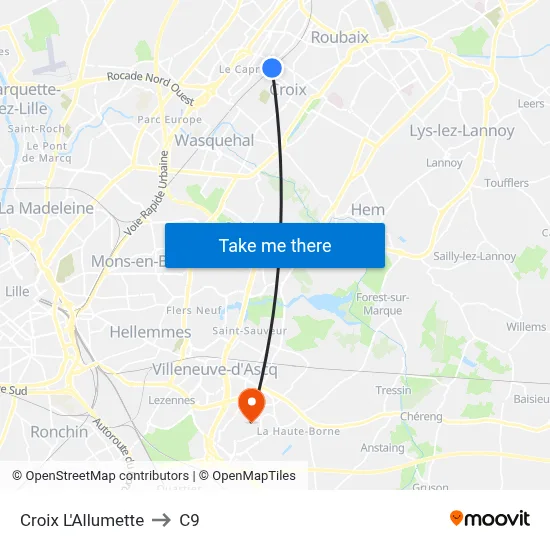 Croix L'Allumette to C9 map