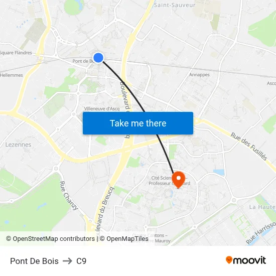 Pont De Bois to C9 map