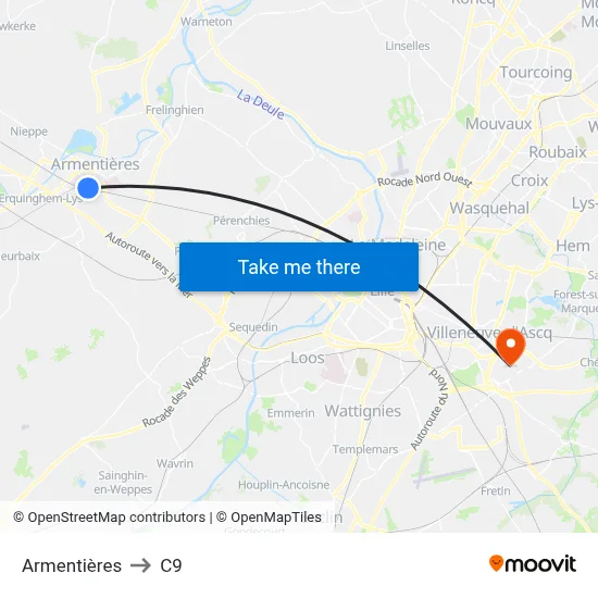 Armentières to C9 map