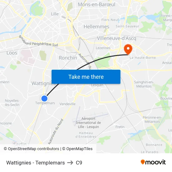 Wattignies - Templemars to C9 map