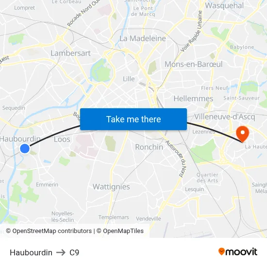 Haubourdin to C9 map