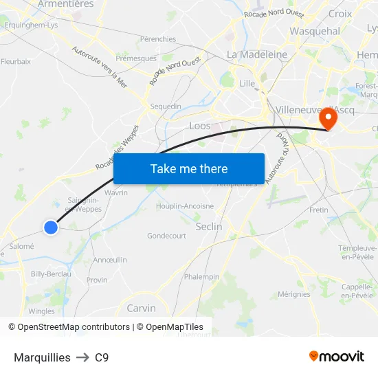 Marquillies to C9 map