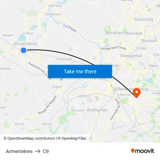 Armentières to C9 map