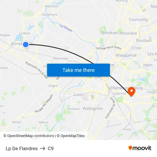 Lp De  Flandres to C9 map