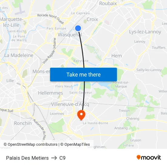 Palais Des Metiers to C9 map