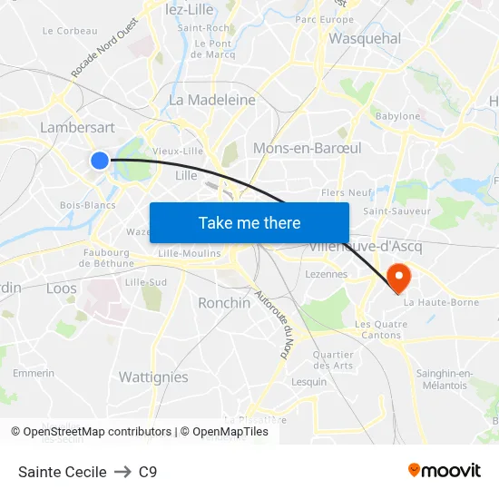 Sainte Cecile to C9 map