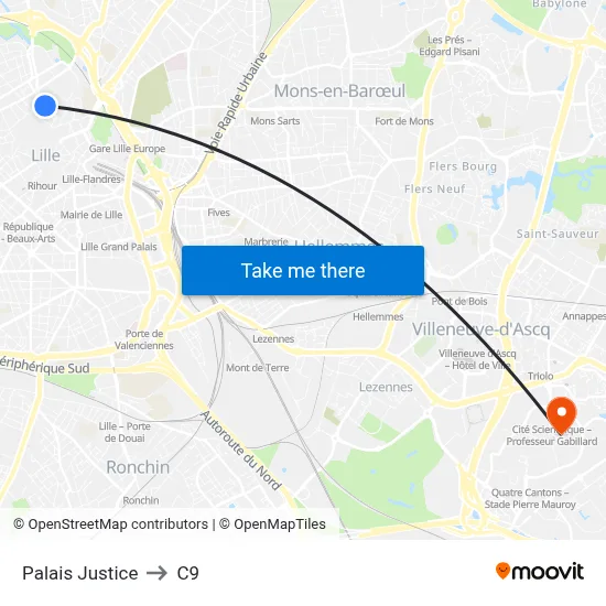 Palais Justice to C9 map