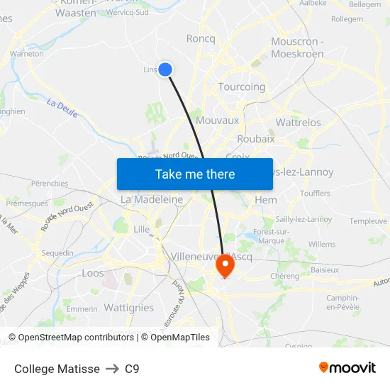 College Matisse to C9 map