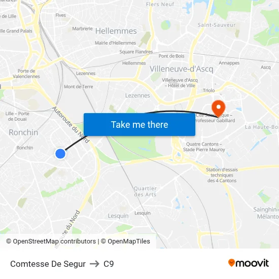 Comtesse De Segur to C9 map