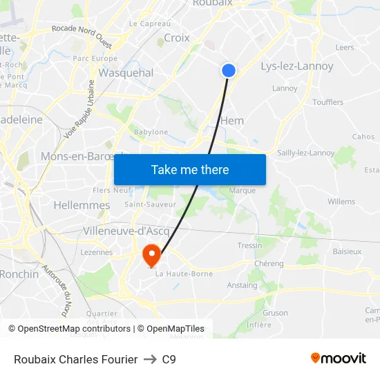 Roubaix Charles Fourier to C9 map