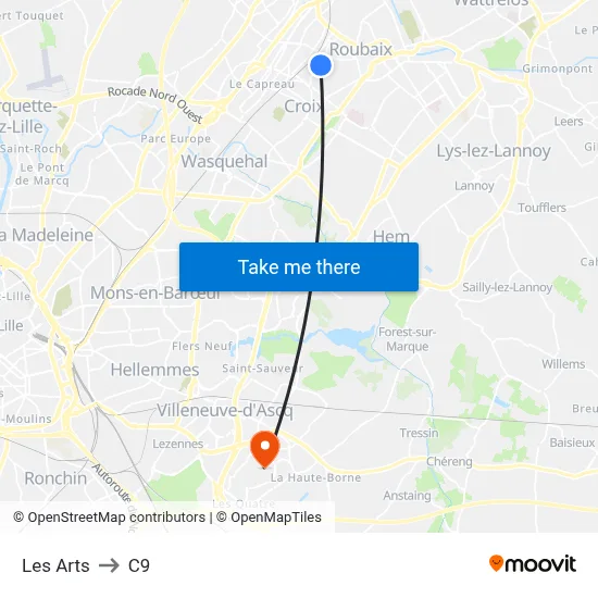 Les Arts to C9 map