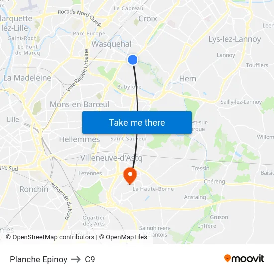 Planche Epinoy to C9 map
