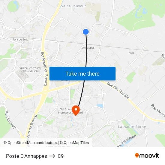 Poste D'Annappes to C9 map