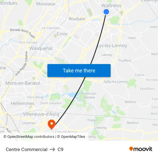 Centre Commercial to C9 map