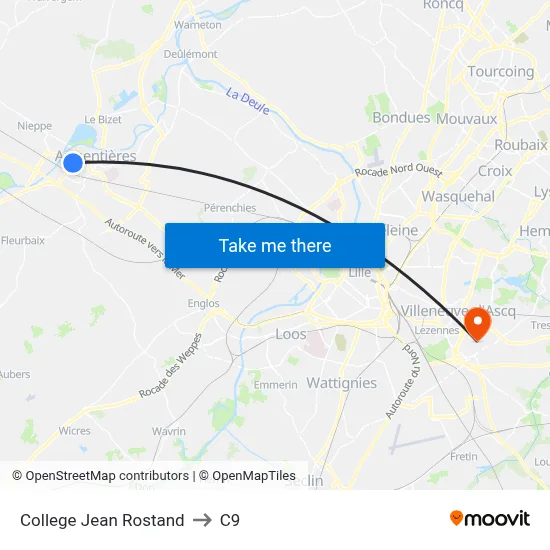College Jean Rostand to C9 map