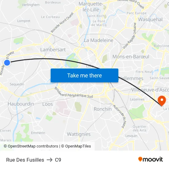 Rue Des Fusilles to C9 map