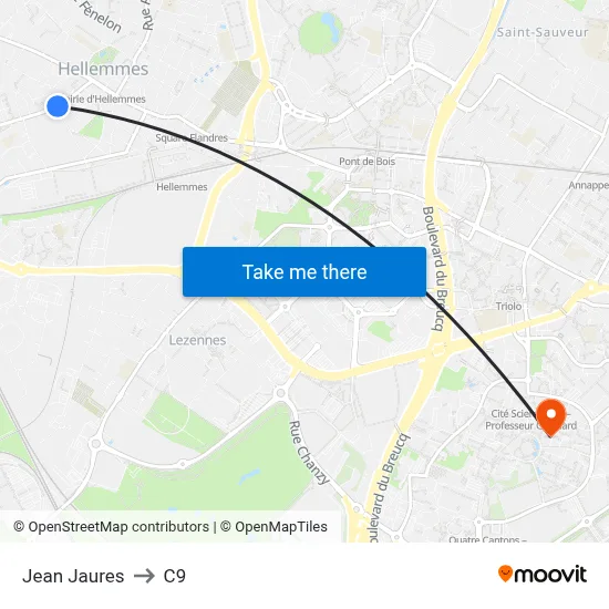 Jean Jaures to C9 map