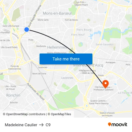 Madeleine Caulier to C9 map