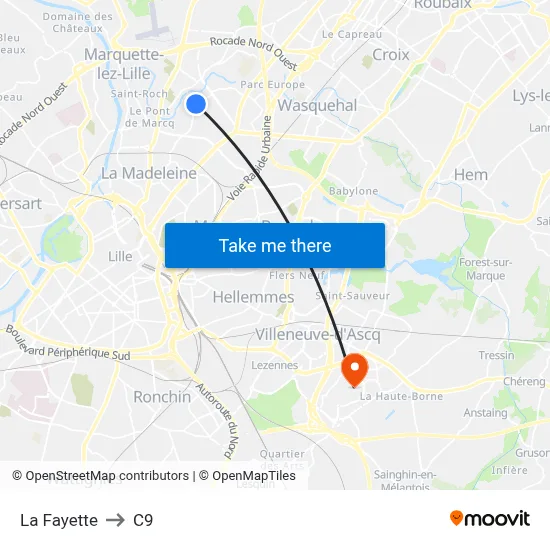 La Fayette to C9 map