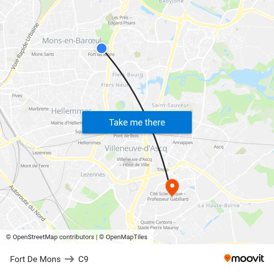 Fort De Mons to C9 map