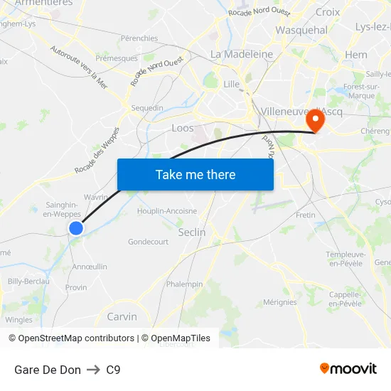 Gare De Don to C9 map