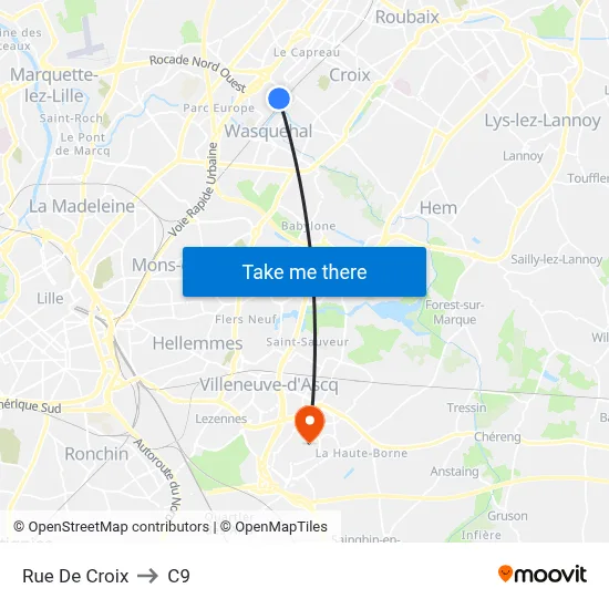 Rue De Croix to C9 map