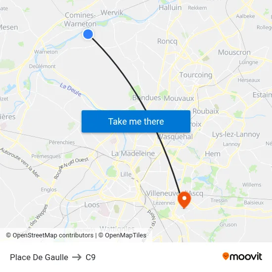 Place De Gaulle to C9 map
