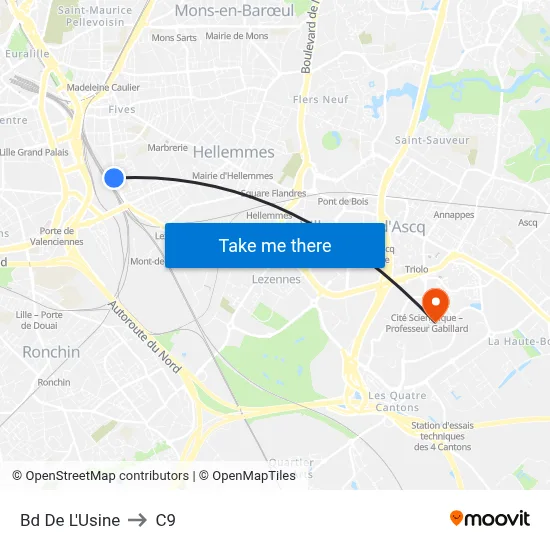 Bd De L'Usine to C9 map