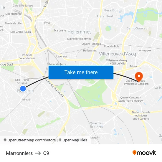 Marronniers to C9 map