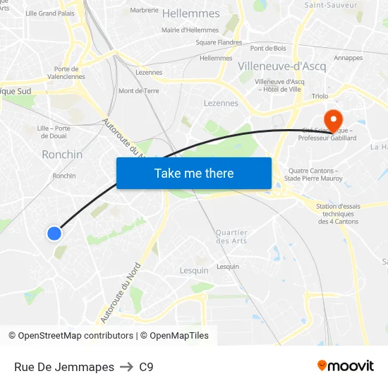 Rue De Jemmapes to C9 map
