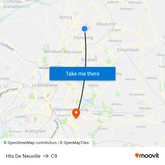 Hts De Neuville to C9 map