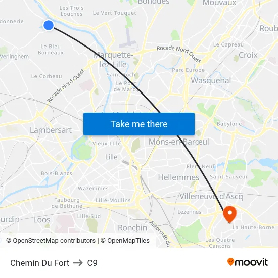 Chemin Du Fort to C9 map