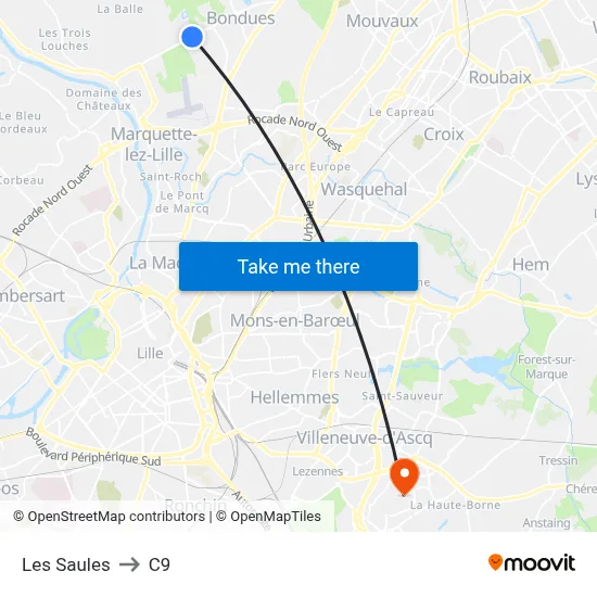 Les Saules to C9 map