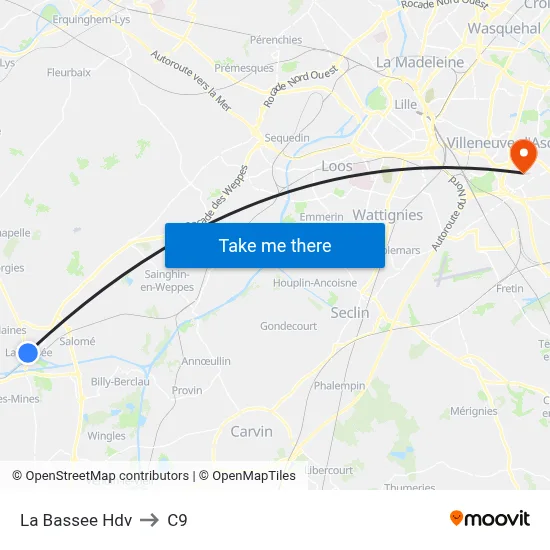 La Bassee Hdv to C9 map