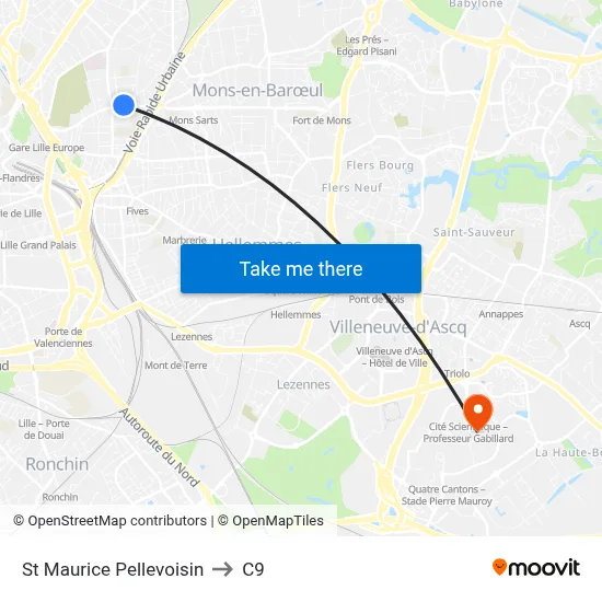 St Maurice Pellevoisin to C9 map