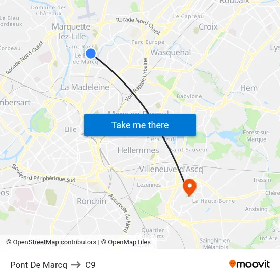 Pont De Marcq to C9 map