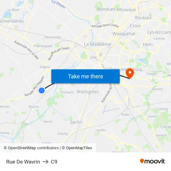 Rue De Wavrin to C9 map