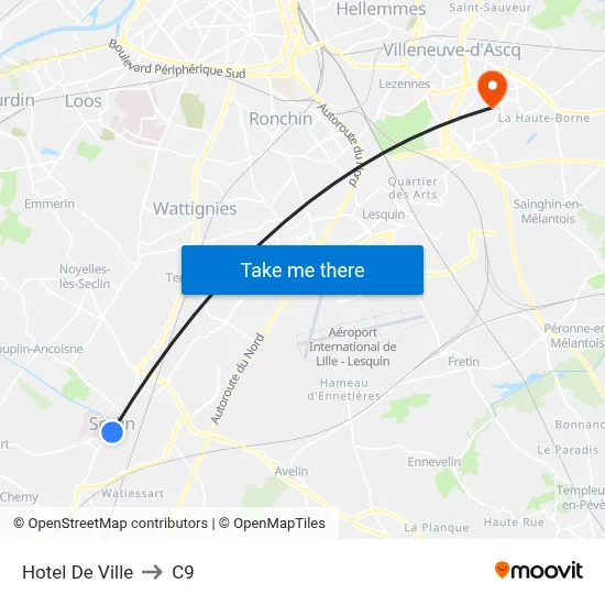 Hotel De Ville to C9 map