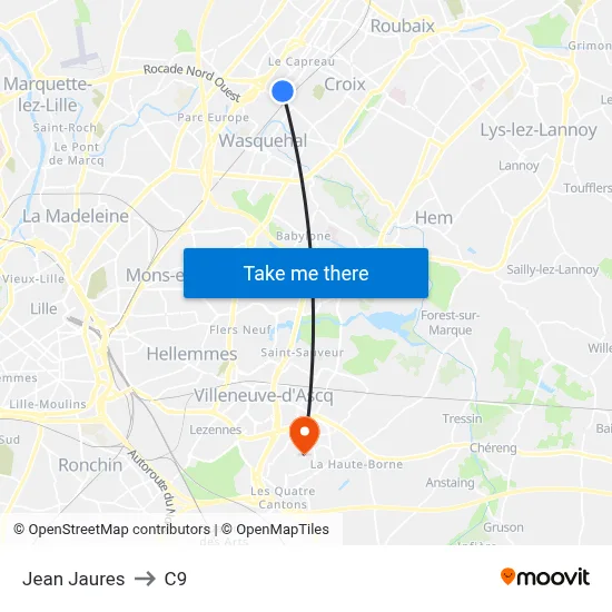 Jean Jaures to C9 map