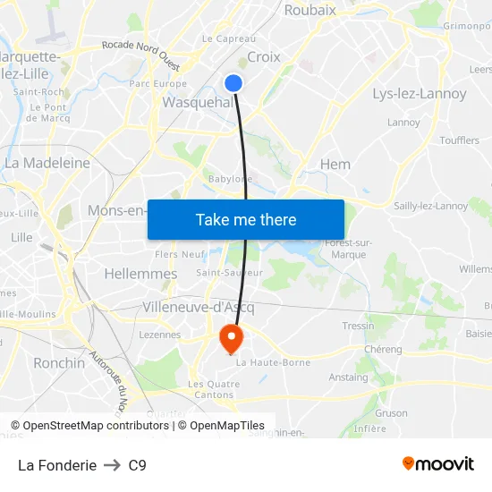 La Fonderie to C9 map