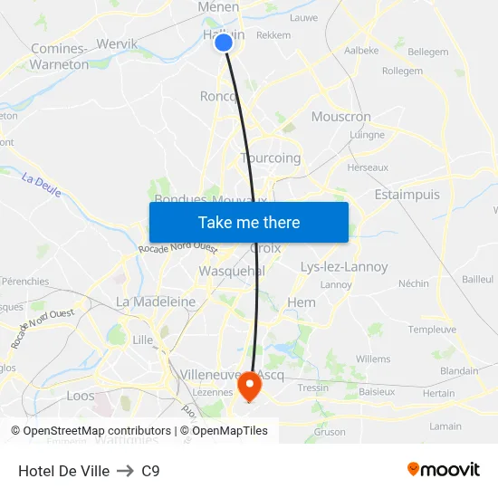 Hotel De Ville to C9 map
