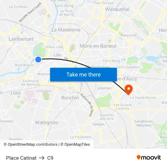 Place Catinat to C9 map