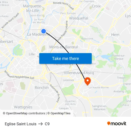 Eglise Saint Louis to C9 map