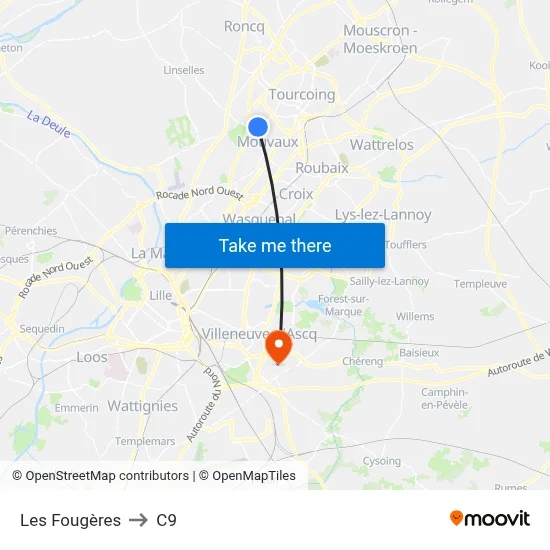 Les Fougères to C9 map