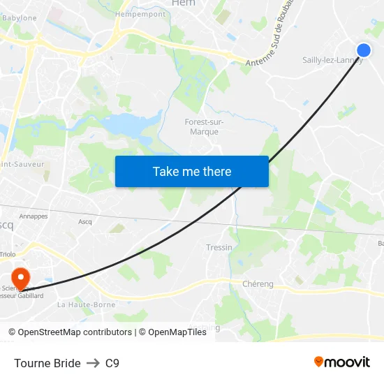 Tourne Bride to C9 map