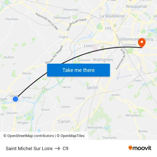 Saint Michel Sur  Loire to C9 map