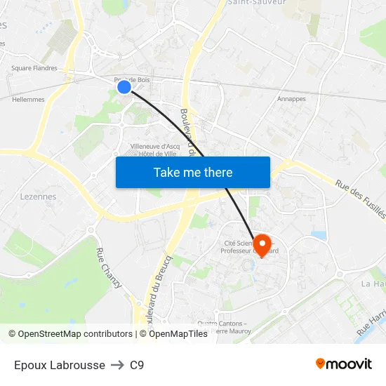 Epoux Labrousse to C9 map