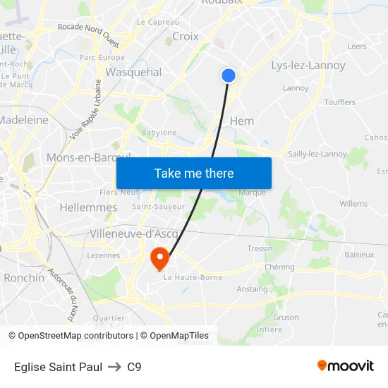 Eglise Saint Paul to C9 map