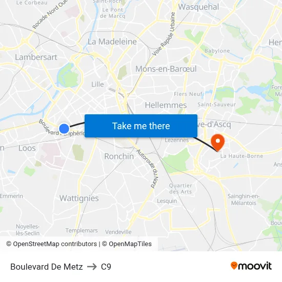 Boulevard De Metz to C9 map